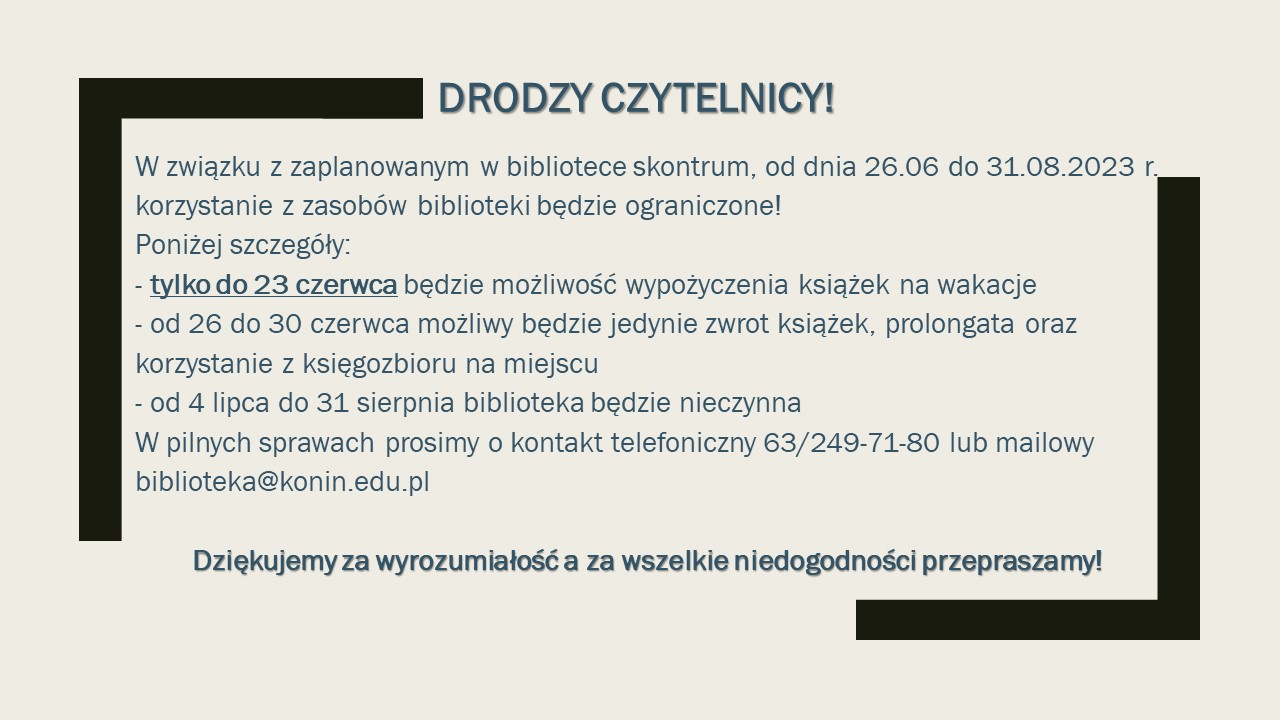 Drodzy Czytelnicy skontrum