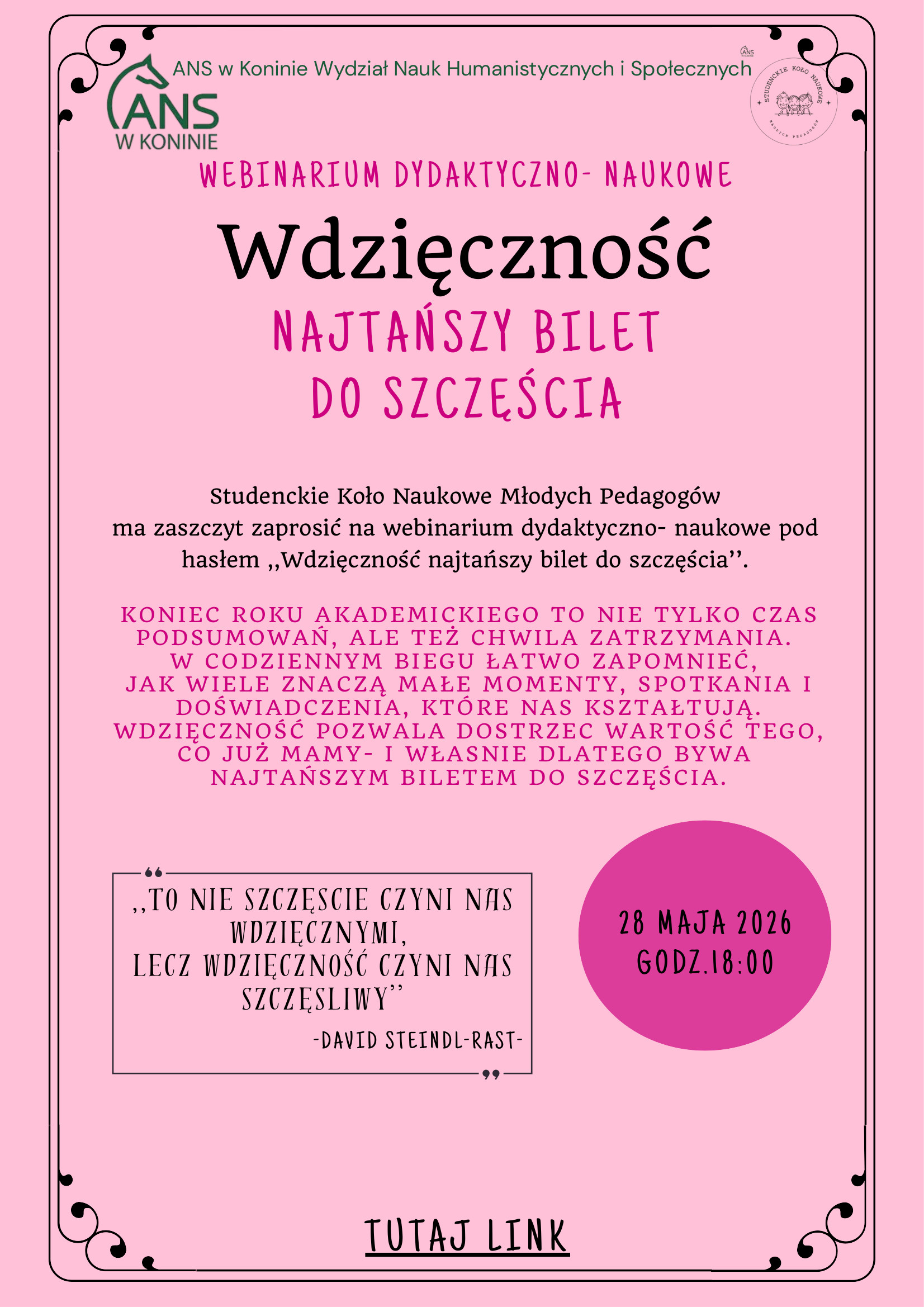 Wdzięczność najtańszy bilet do szczęścia plakat
