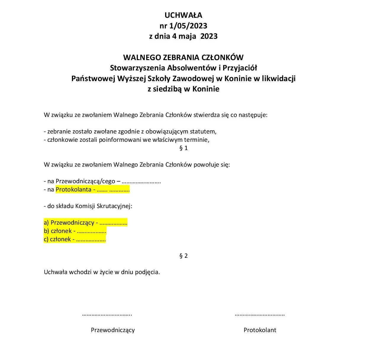 Zebtranie walne likwidacja13