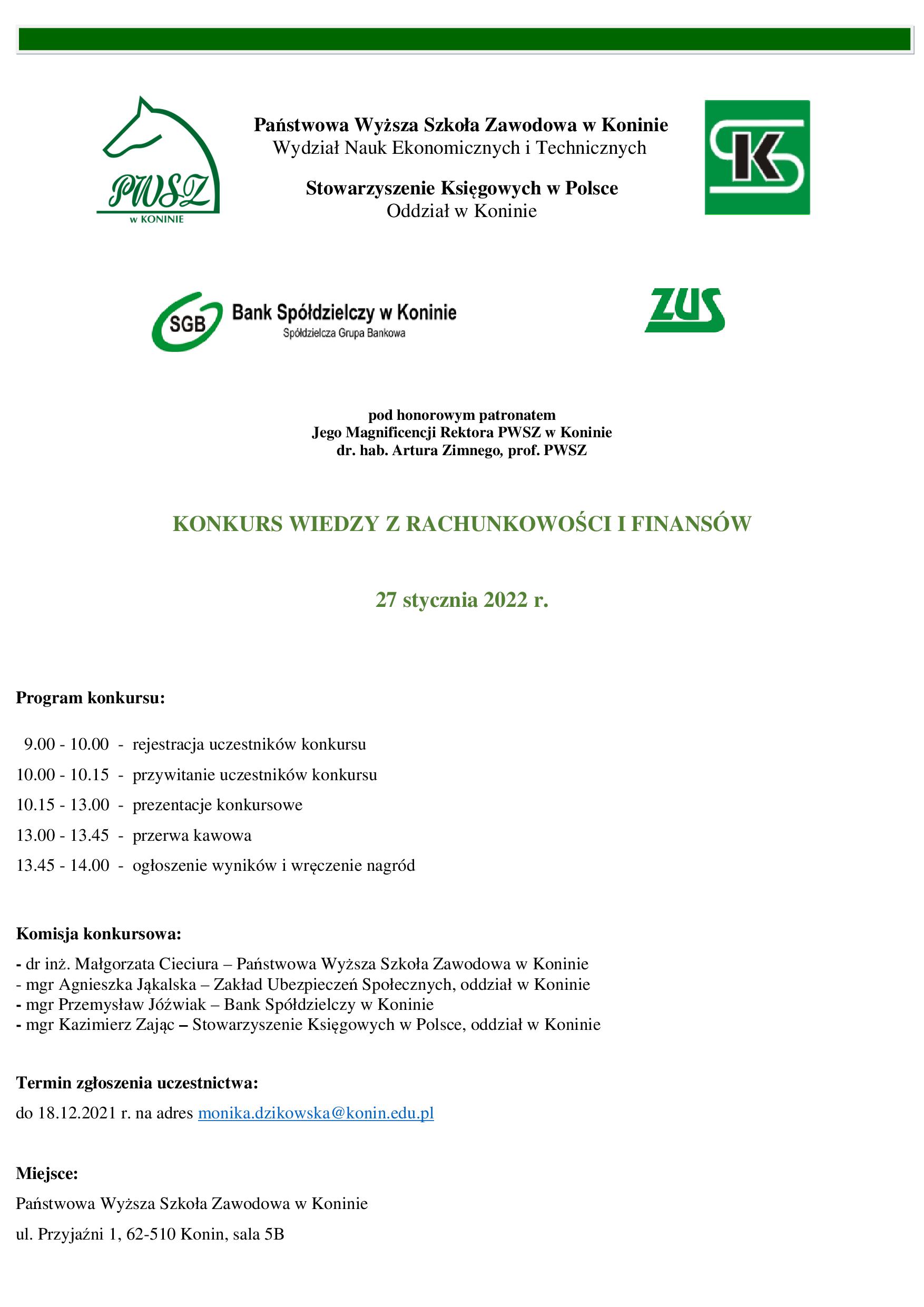 konkurs wiedzy z rachunkowości i finansów