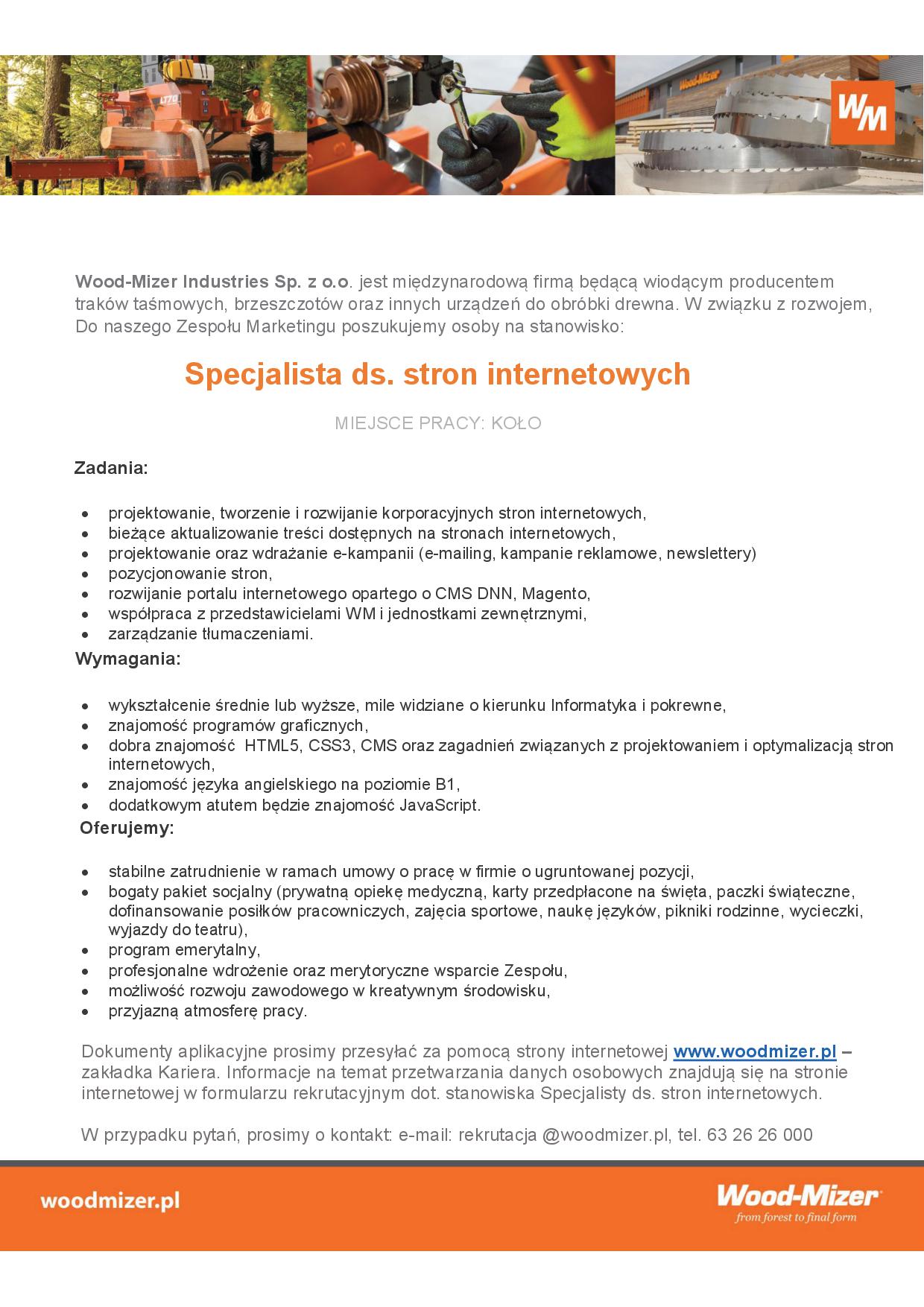 ogłoszenie Specjalista ds. stron internetowych BK