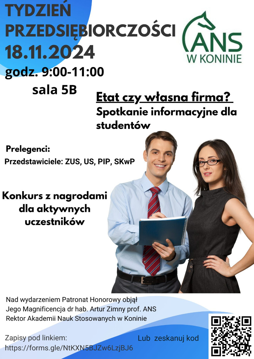 plakat dotyczący tygodnia przedsiębiorczości 2