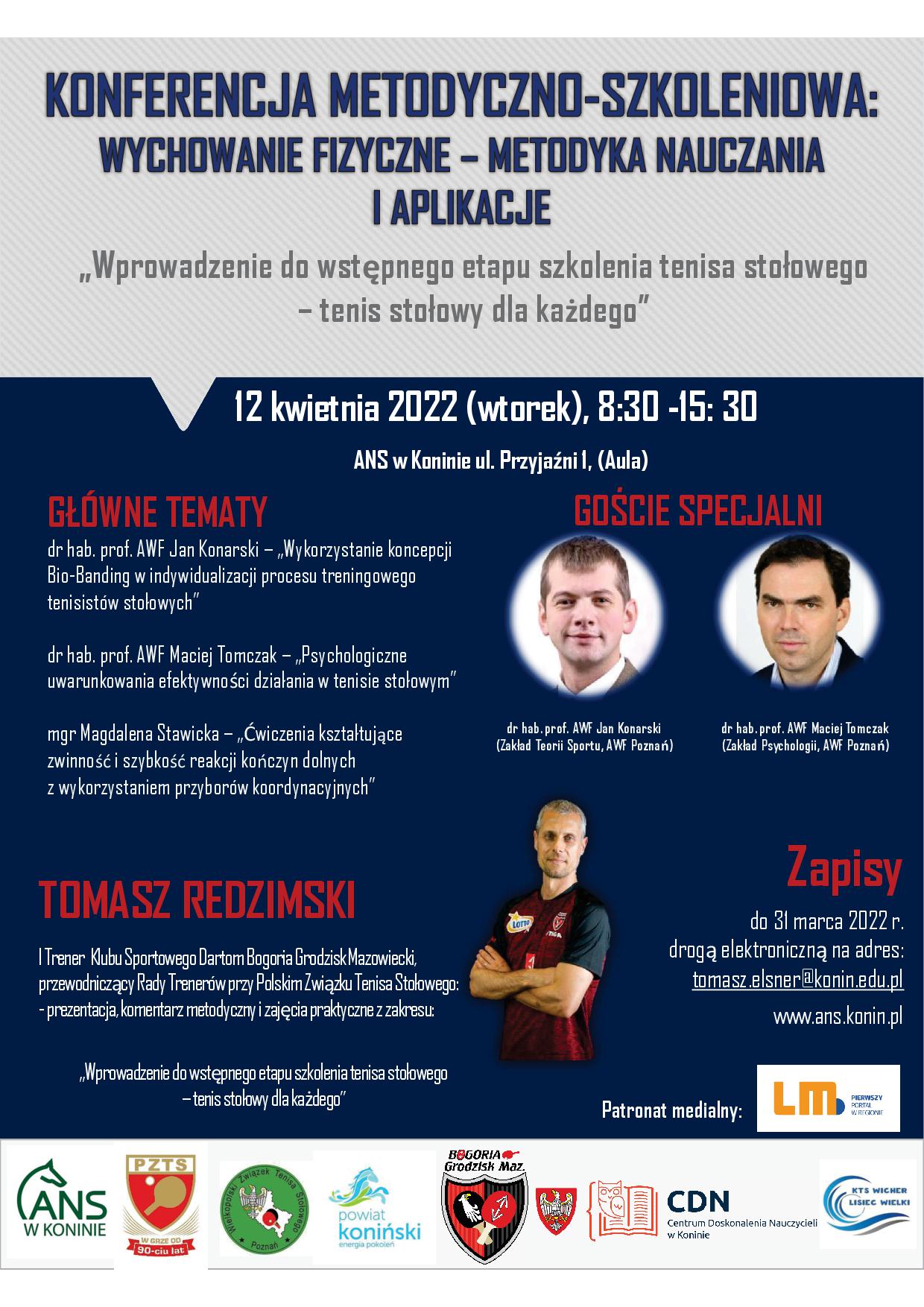 tenis stołowy dla każdego plakat konferencji 
